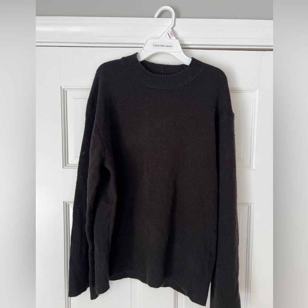 H&M Divided Black Oversized Crewneck Knit Sweater XS - Picture 2 of 5